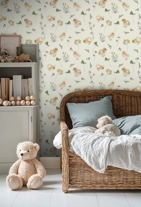 Coloring Chicken little story Soft Yellow - 1028301-01 paint Wallpassion